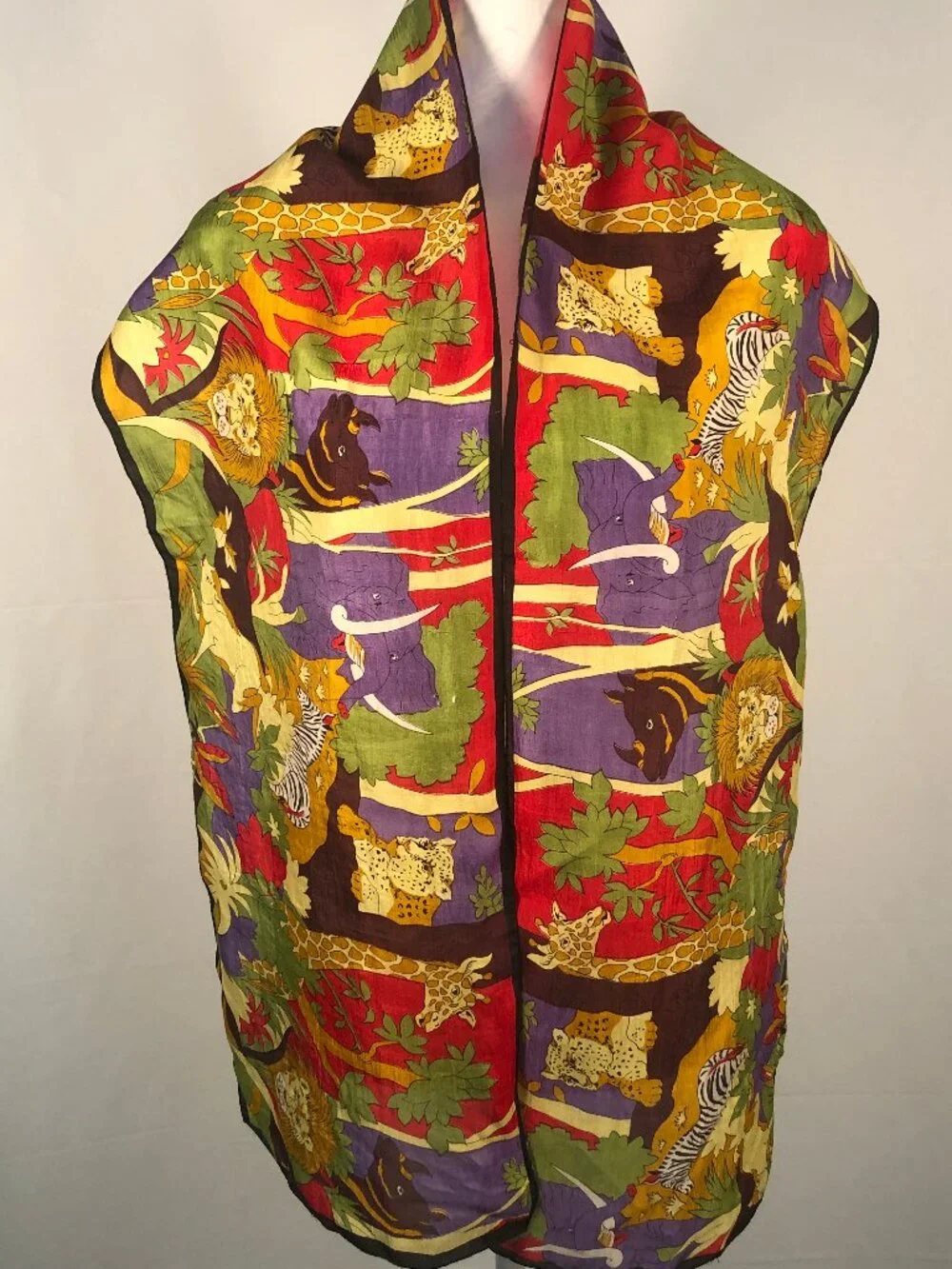 Vintage Safari Animal Print Scarf 69 x 11 1/4 | Resort Glamour